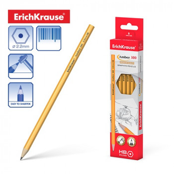 Graphite hexagonal pencil with eraser ErichKrause® Amber 100 HB