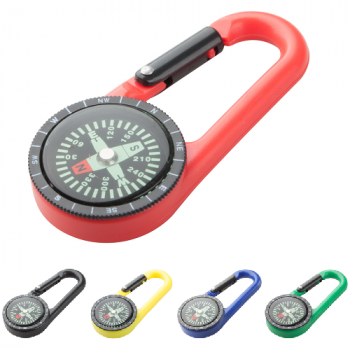 Plastic carabiner with compass