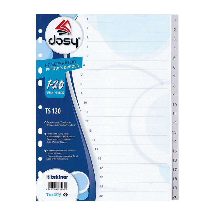 PVC DIVIDERS 20 NUMBERS
