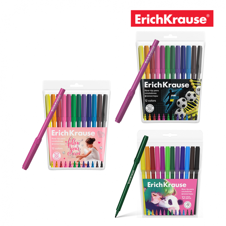 Боици фломастери 1/12, лесно перење Erich Krause
