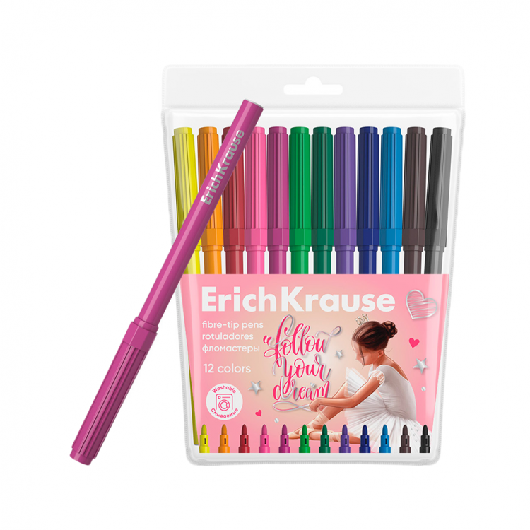 Боици фломастери 1/12, лесно перење Erich Krause