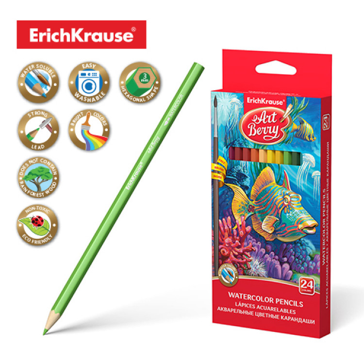 Watercolor pencils ArtBerry® 24 colors with brush