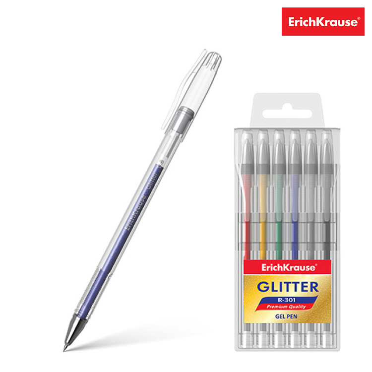 Gel ink pen R-301 Glitter (pouch 6 pcs.)