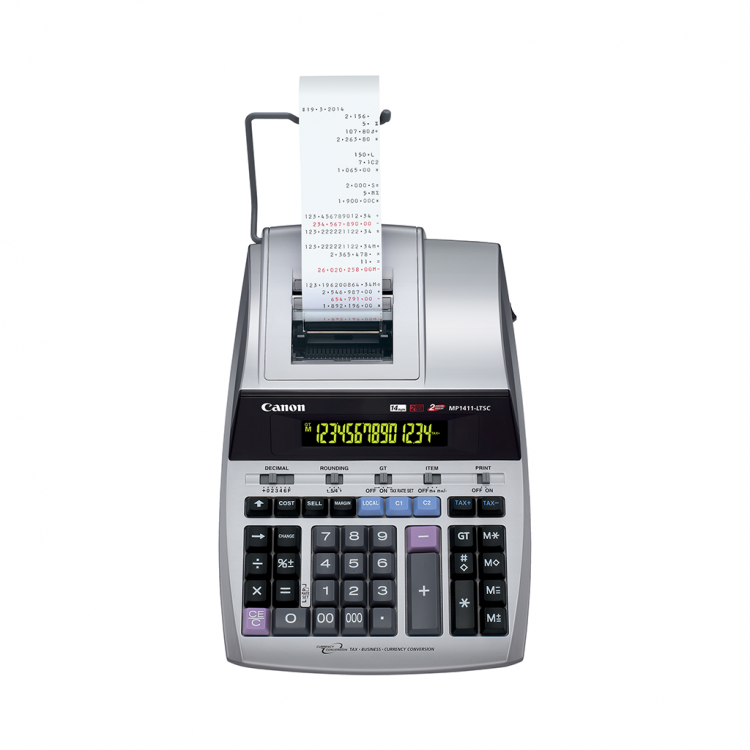 Canon Printing Calculator MP 1411-LTSC, with ink ribbon, white