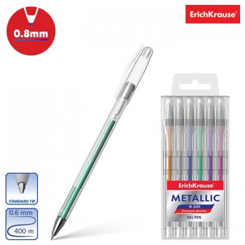 Gel ink pen ErichKrause&reg; R-301 Metallic (pouch 6 pcs.)