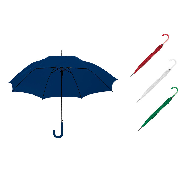 Umbrella with a curved plastic handle