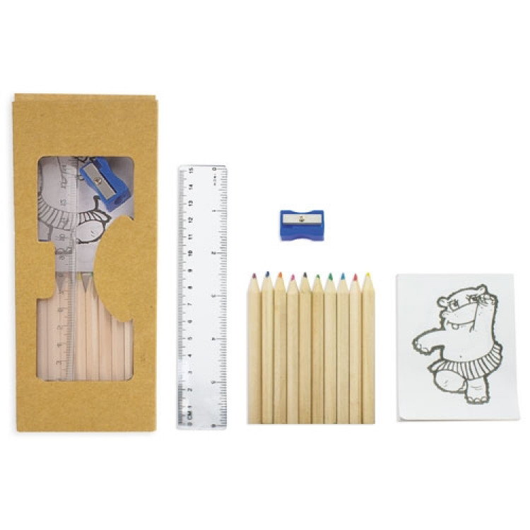 COLOURING PENCILS SETNTBOX + DRAWING UTENSILS "DAFFY"