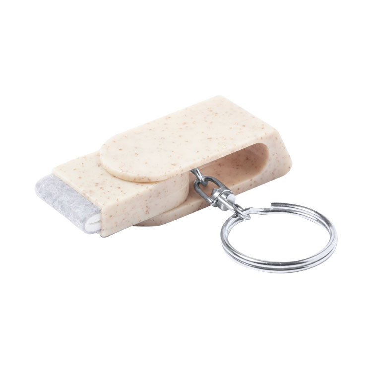 Ecological Keyring with mobile holder and screen cleaner