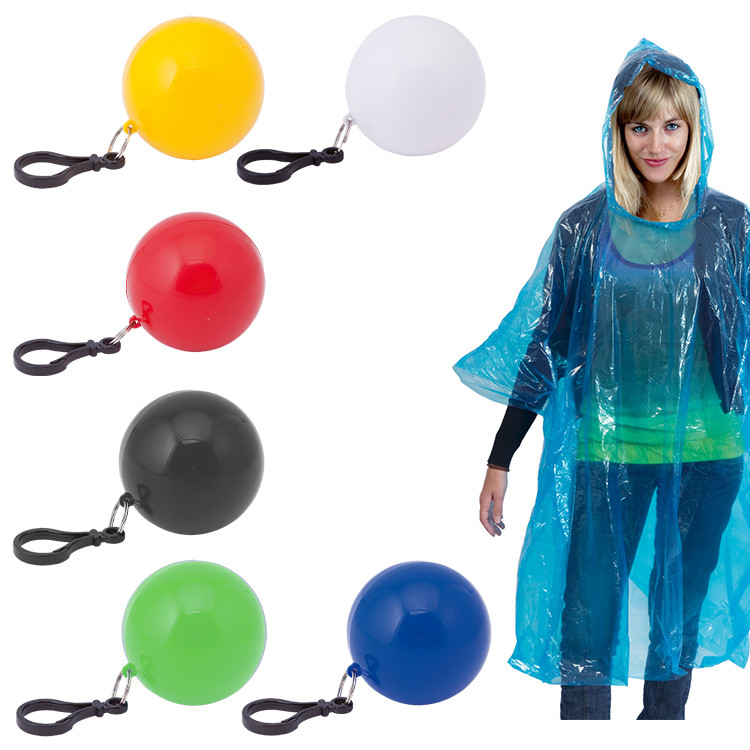 Poncho in ball shaped carabiner keyring