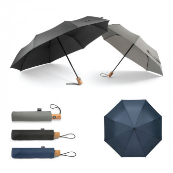 Telescopic umbrella in rPET with automatic opening and closing