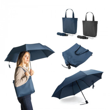 Windproof automatic umbrella with a shopping bag in rPET