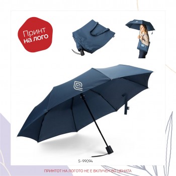 Windproof automatic umbrella with a shopping bag in rPET