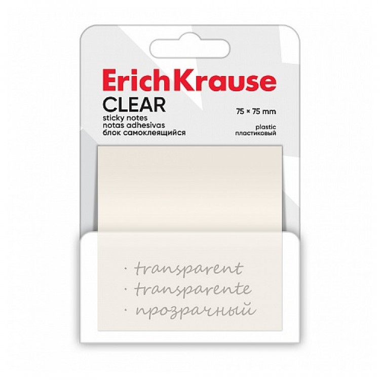 Plastic sticky notes Clear, 75х75 mm, 50 sheets, transparent