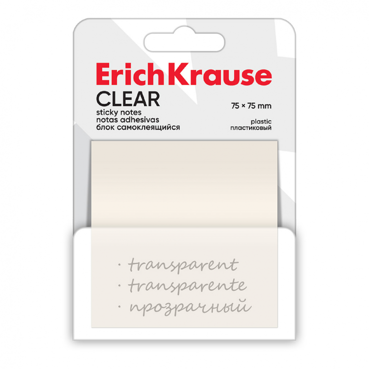 Plastic sticky notes Clear, 75х75 mm, 50 sheets, transparent
