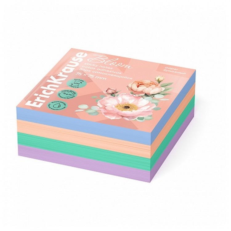 Sticky notes Pastel Bloom, 75х75mm 400 sheets, 4 colors