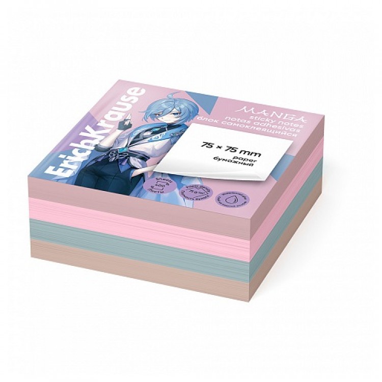 Sticky notes Manga, 75х75 mm, 400 sheets, 4 colors