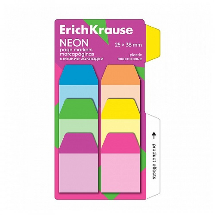 Page markers Neon 25X38mm, 60 sheets, 6 colors