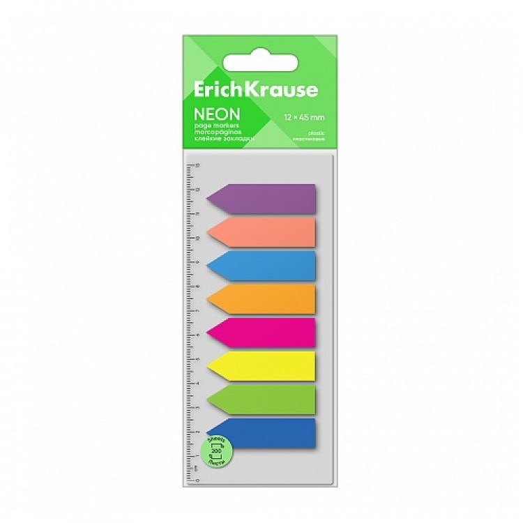 Page markers Neon Arrows, 12х45mm, 200 sheets, 8 colors