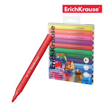 Acrylic markers ErichKrause with bullet tip 12 colors