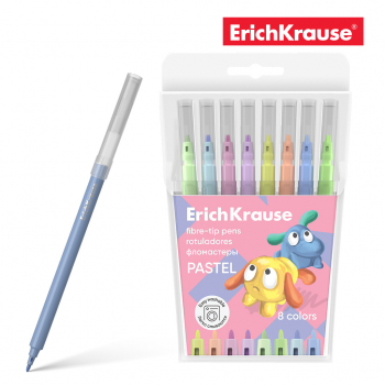 Fibre-tip pens ErichKrause Easy Washable Pastel 8 colors
