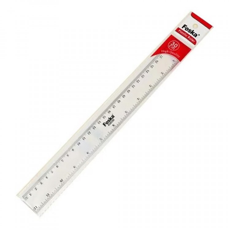Plastic ruler 30 cm transparent Foska
