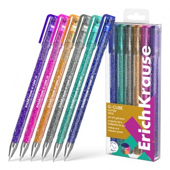 Set of 6 gel ink pens G-Cube® Glitter ErichKrause
