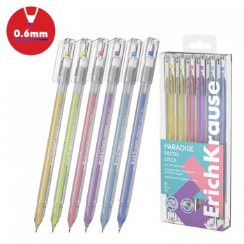 Set of 6 gel ink pens Paradise Stick Pastel ErichKrause