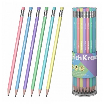 Graphite pencil triangular with eraser, ErichKrause Pastel