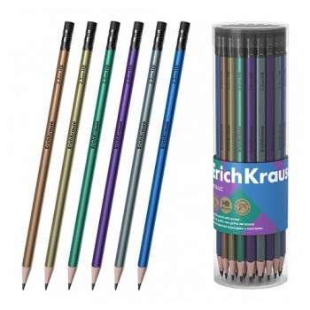 Graphite pencil triangular with eraser Metallic Erich Krause