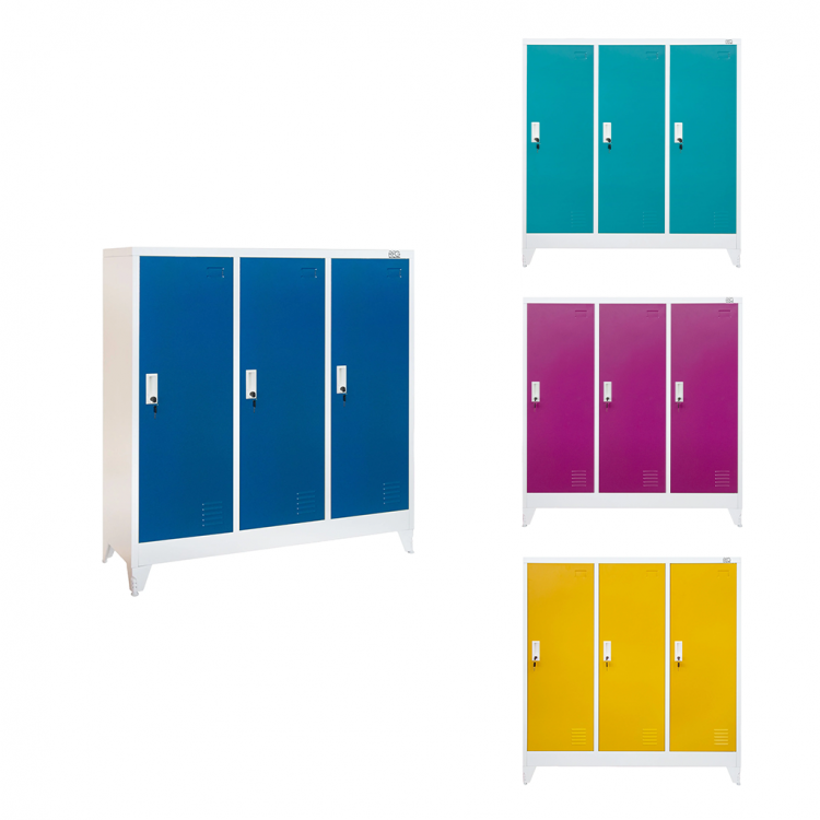 Wardrobe metal, with 3 doors, 120x40x120cm RFG