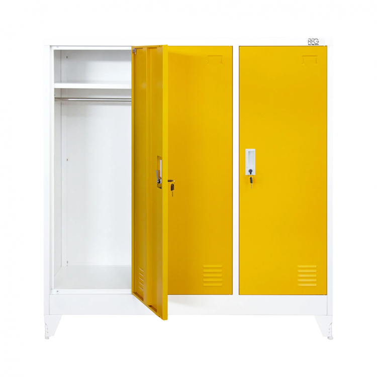 Wardrobe metal, with 3 doors, 120x40x120cm RFG