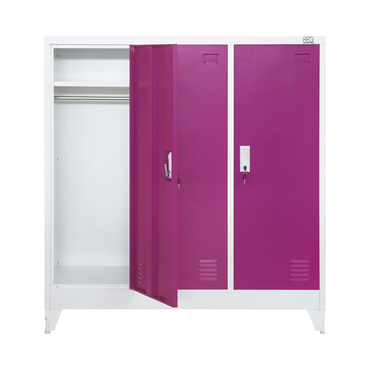 Wardrobe metal, with 3 doors, 120x40x120cm RFG