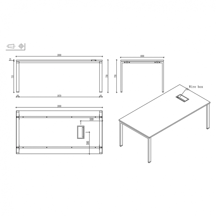 Маса конференциска Монако 200х100х75см