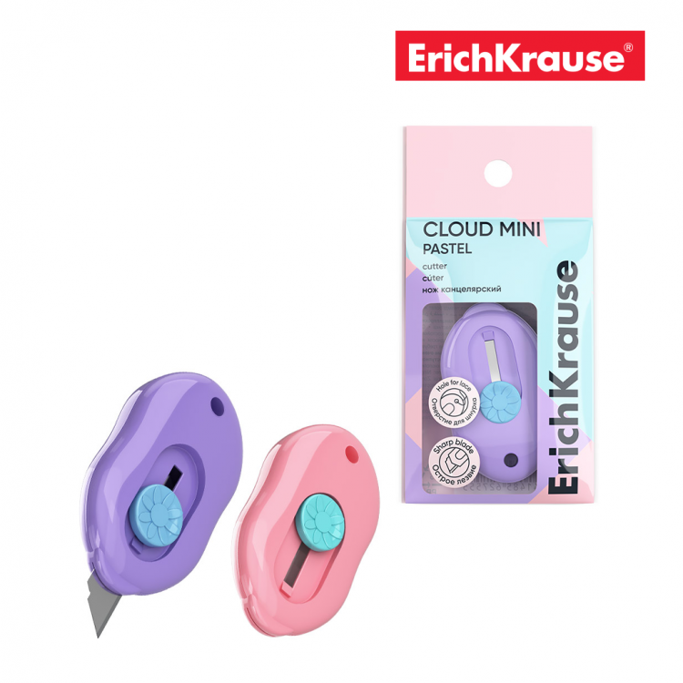 Cutter push-lock Cloud Mini Pastel, ErichKrause