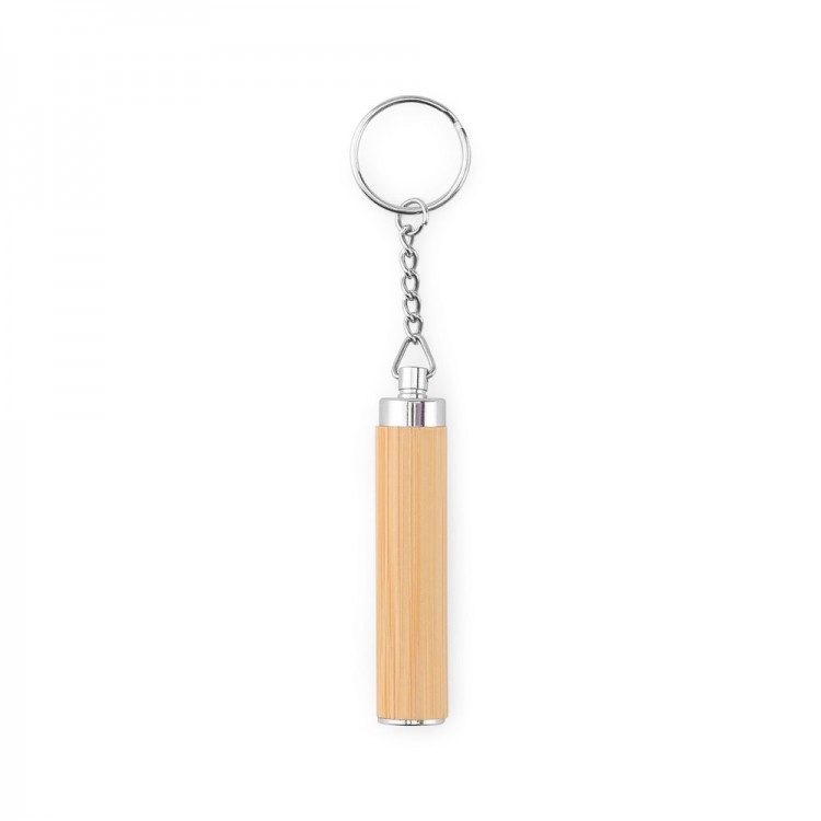 Bamboo key ring with LED torch