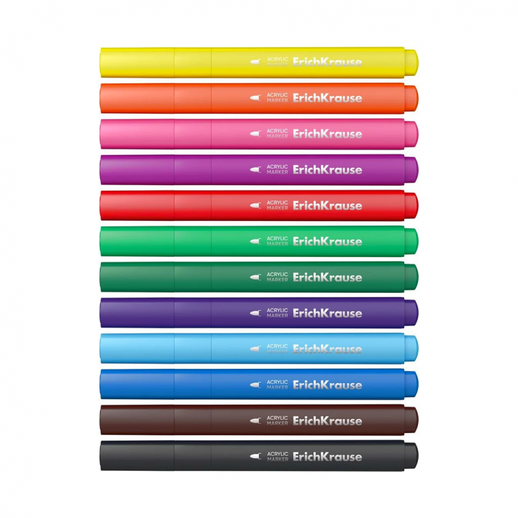 Боици акрилни маркери 1/12, врв четка Erich Krause