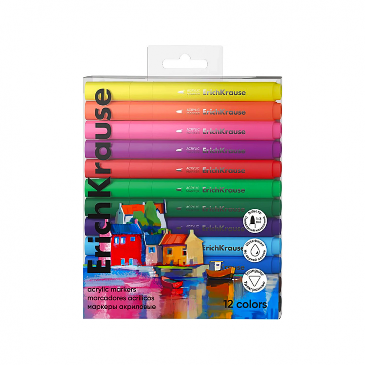 Боици акрилни маркери 1/12, врв четка Erich Krause