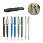 Roller and ball pen set with aluminium body LANDO