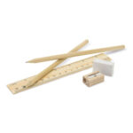 Еко дрвен сет моливи, гума, острилка, линијар - Image 2