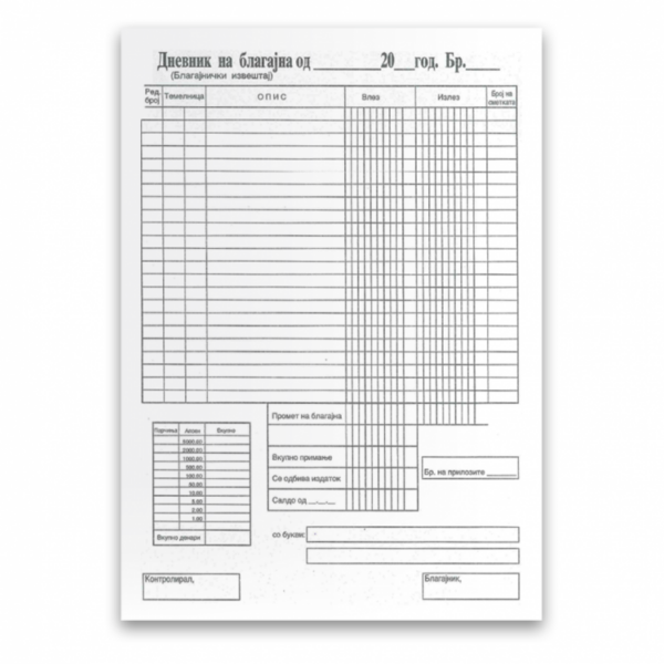 дневник благајна