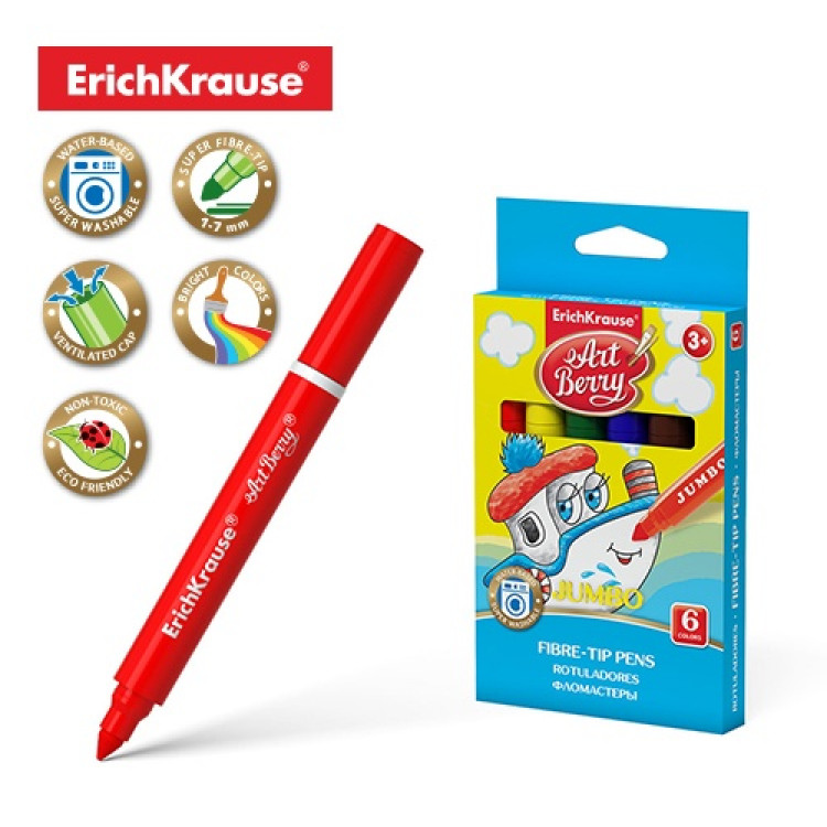 Фломастери 1/6 џамбо Боици фломастери 1/6 џамбо, лесно перење Erich Kra - Image 1