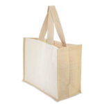 Canvas cotton bag with handles,lateral parts in natural jute - Image 2