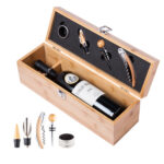 Еко сет за вино во кутија од бамбус